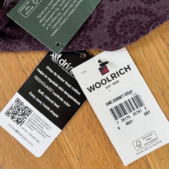 NWT's Woolrich Women's Journey Wrap Scarf DriRelease Blackberry 27" x 80" - Picture 10 of 11